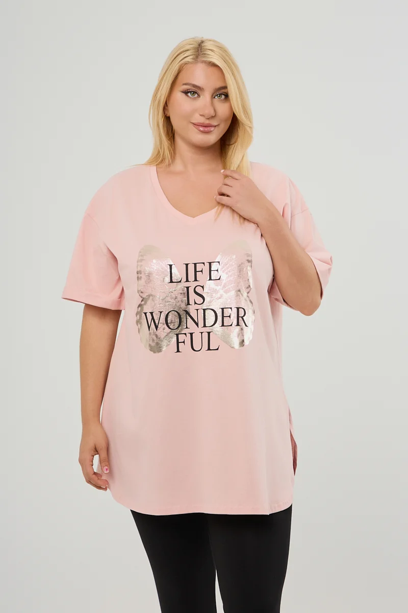 Σομόν Plus Size T-Shirt Butterfly 