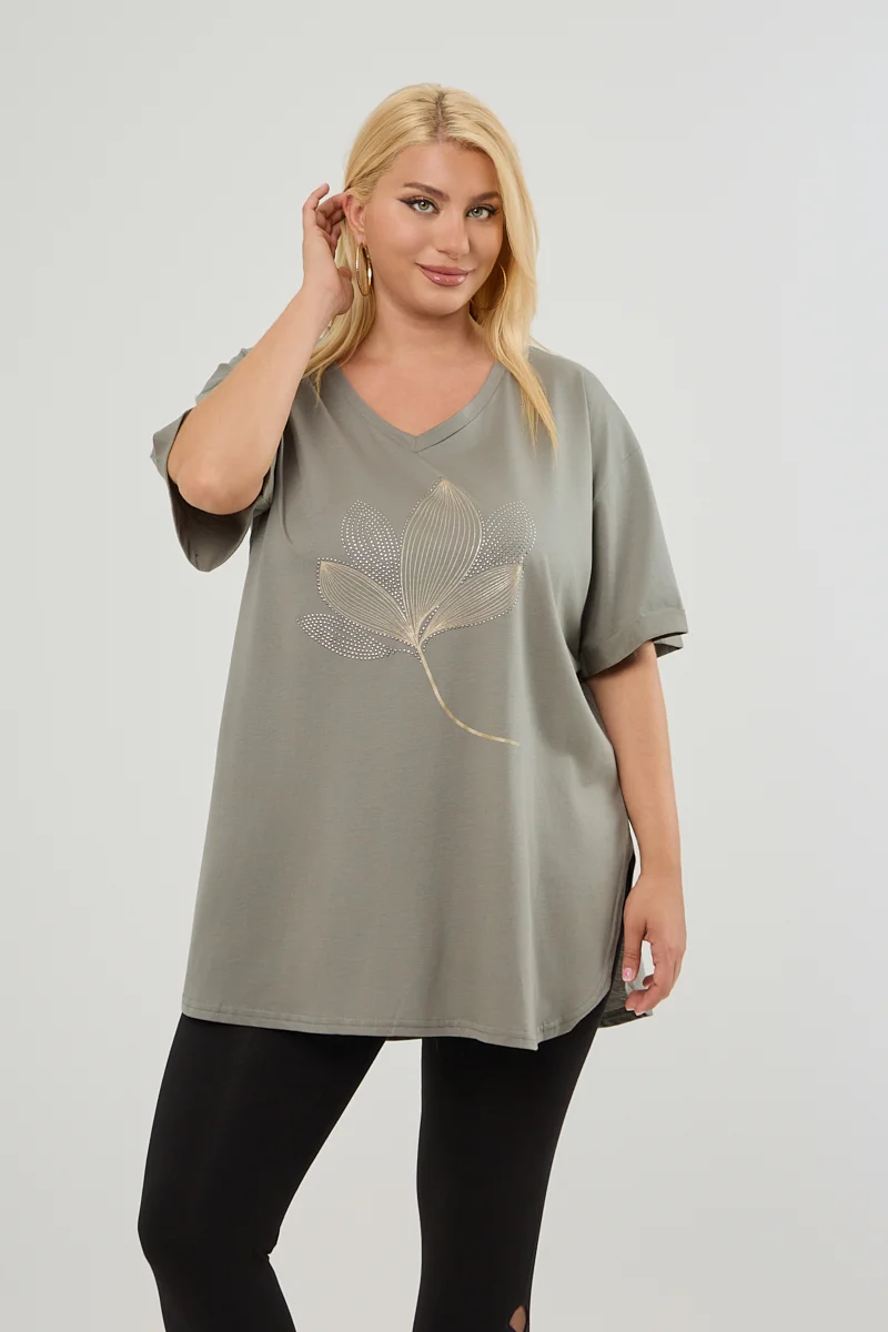 Χακί Plus Size T-Shirt Magnolia
