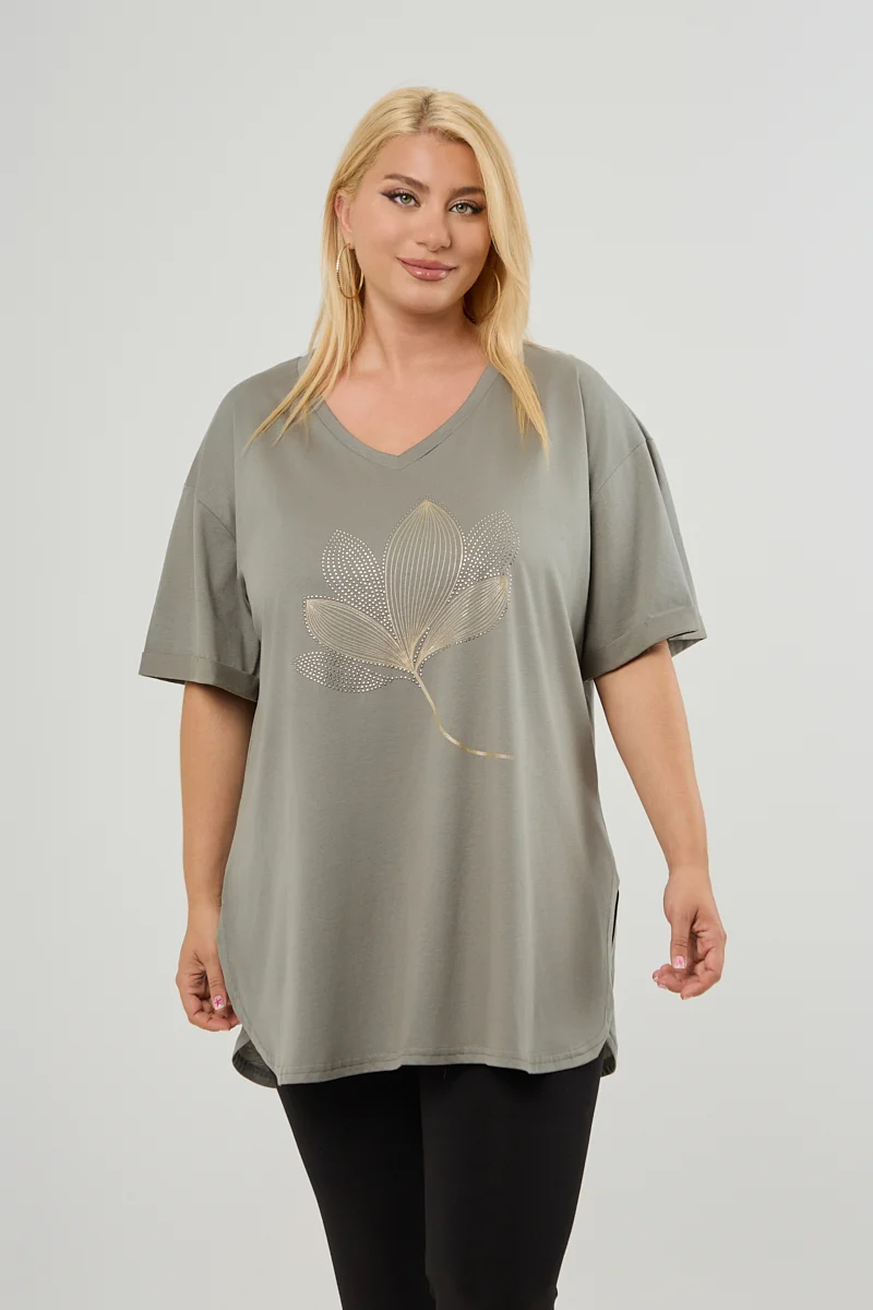 Χακί Plus Size T-Shirt Magnolia