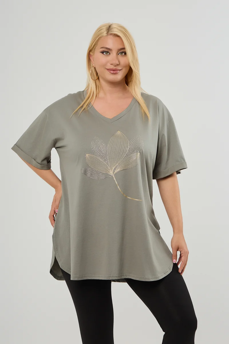 Χακί Plus Size T-Shirt Magnolia