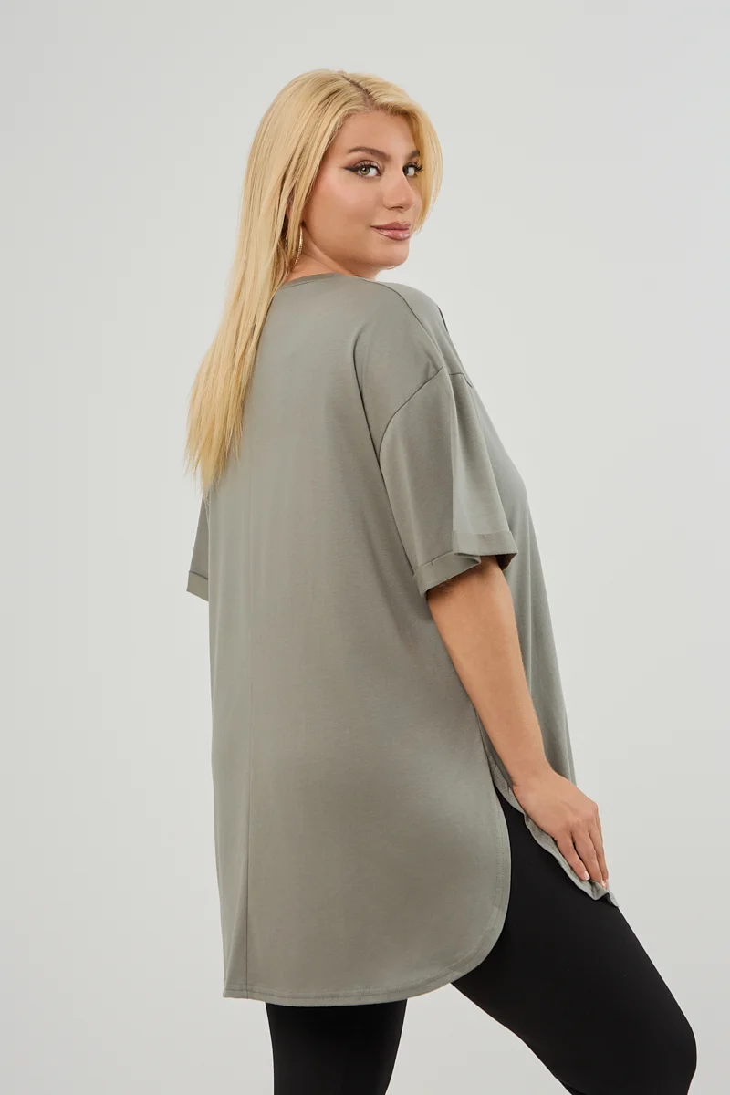 Χακί Plus Size T-Shirt Magnolia