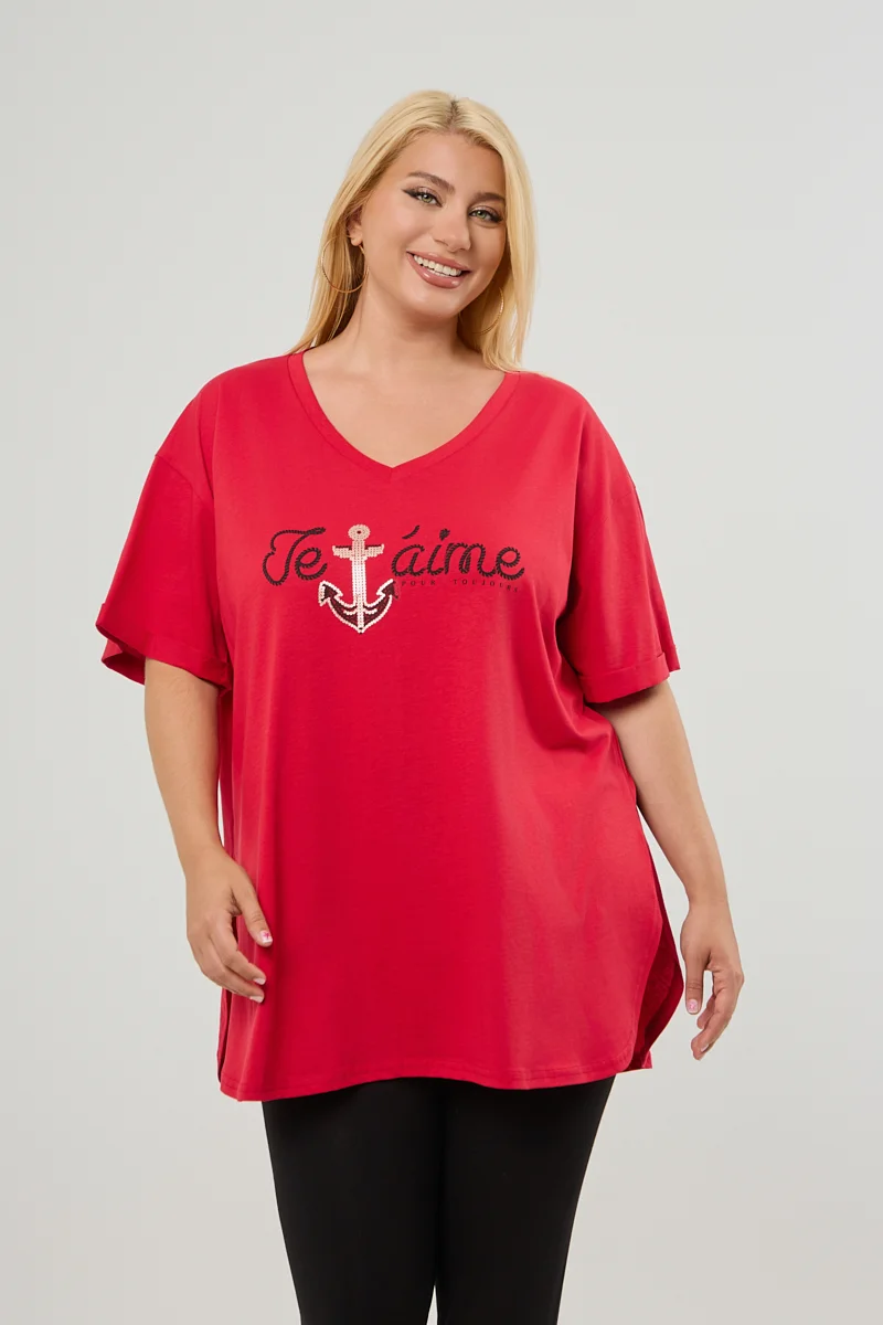 Κόκκινο T-Shirt Je t'aime