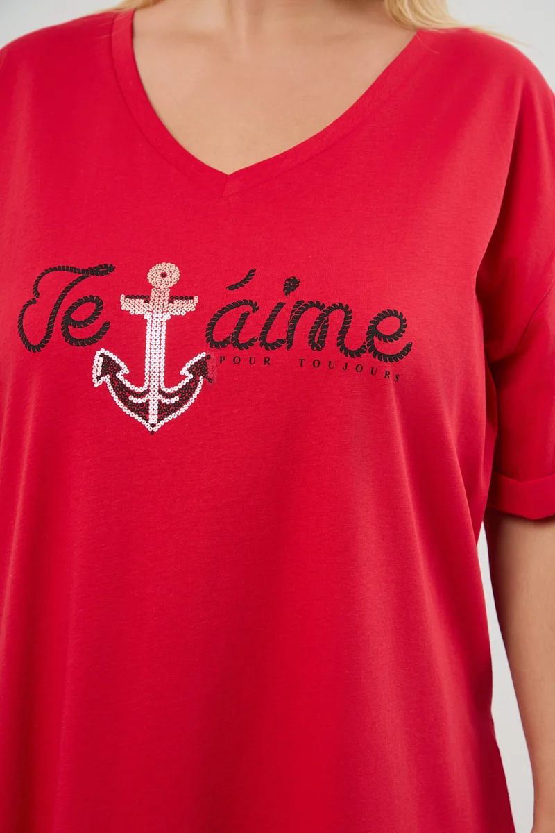 Κόκκινο T-Shirt Je t'aime