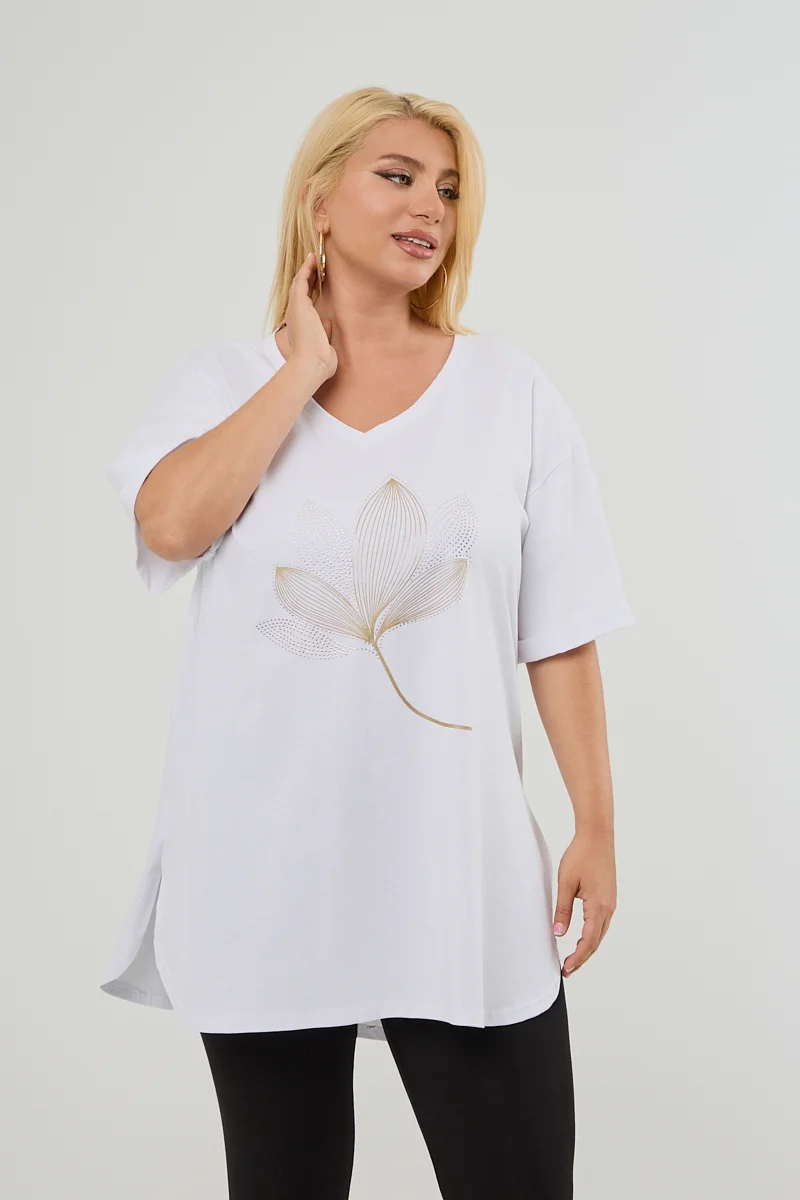 Λευκό Plus Size T-Shirt Magnolia
