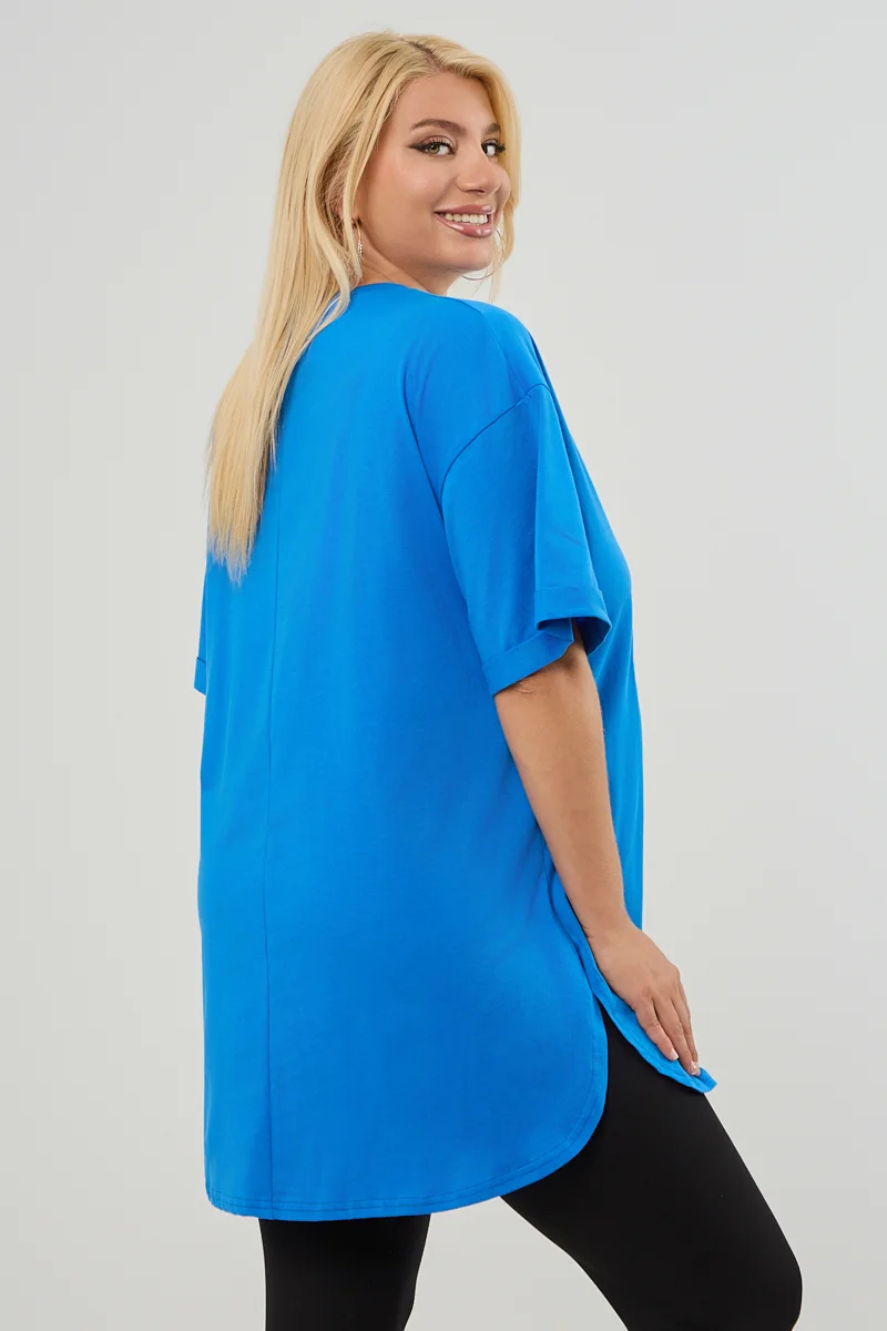 Μπλε Plus Size T-Shirt Butterfly 