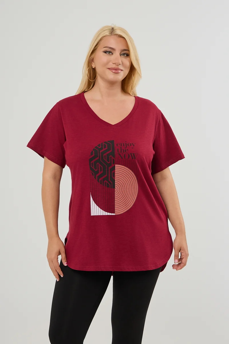 Μπορντό Plus Size T-Shirt 