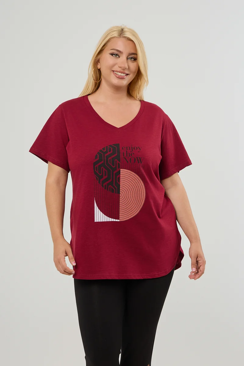 Μπορντό Plus Size T-Shirt 
