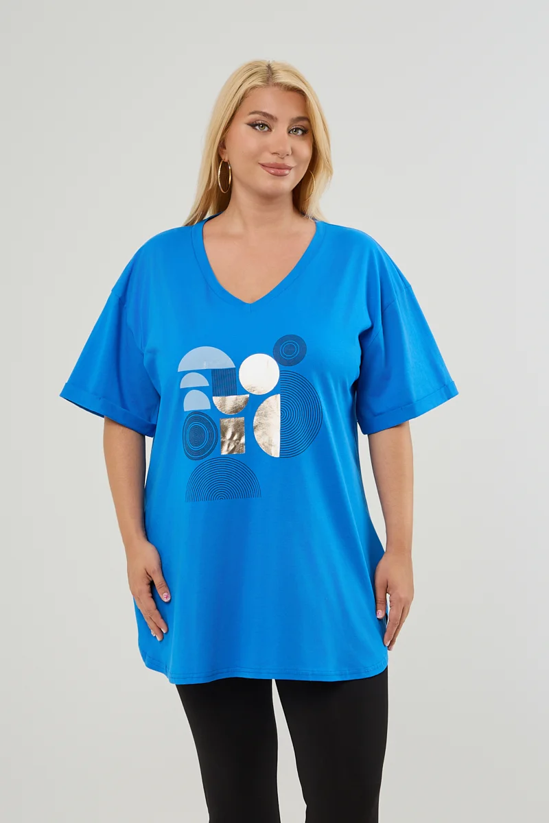 Μοντέρνο Plus Size T-Shirt Μπλε