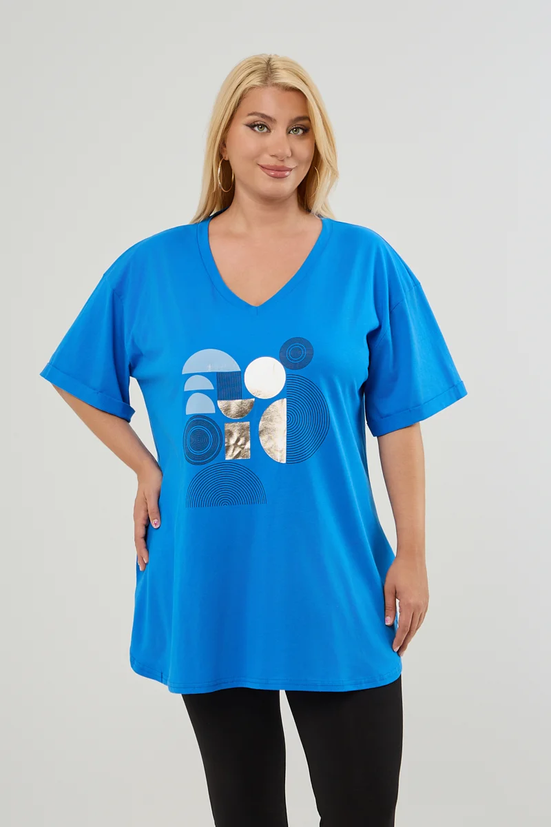 Μοντέρνο Plus Size T-Shirt Μπλε