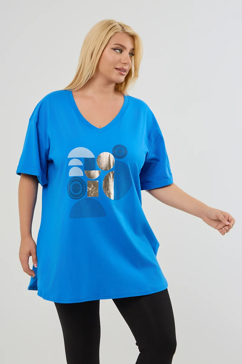 Μοντέρνο Plus Size T-Shirt Μπλε