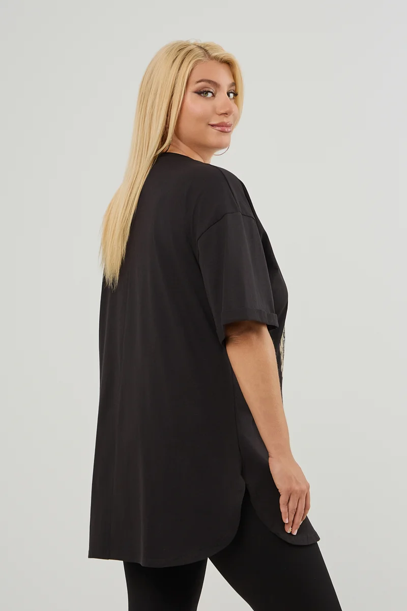 Μαύρο Plus Size T-Shirt Butterfly 