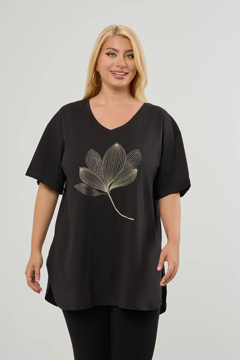 Μαύρο Plus Size T-Shirt Magnolia