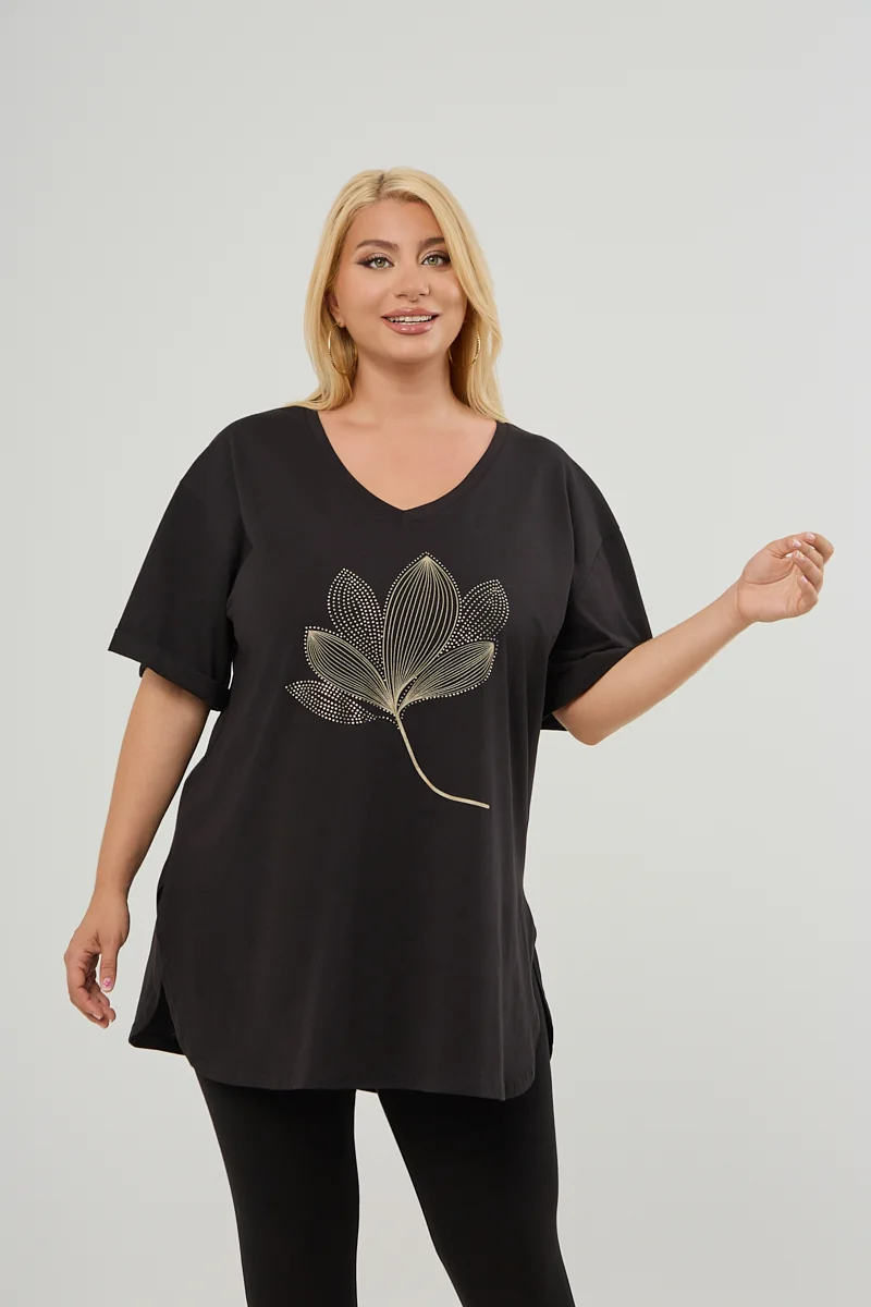 Μαύρο Plus Size T-Shirt Magnolia