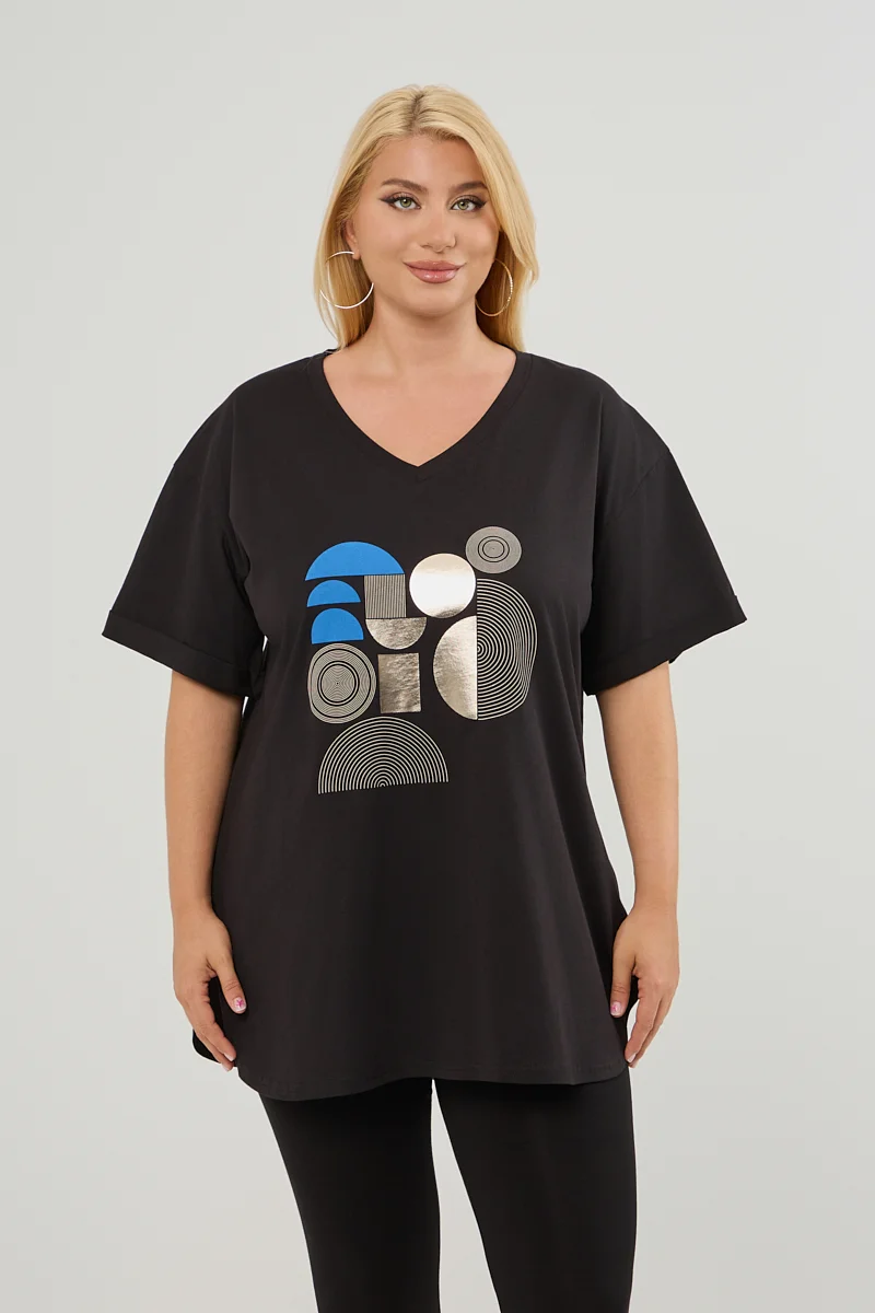 Μοντέρνο Plus Size T-Shirt Μαύρο