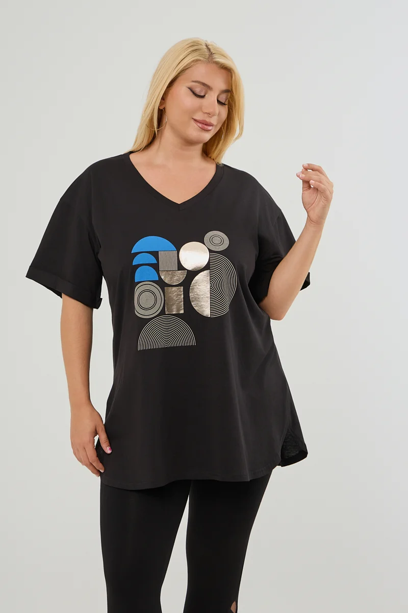 Μοντέρνο Plus Size T-Shirt Μαύρο