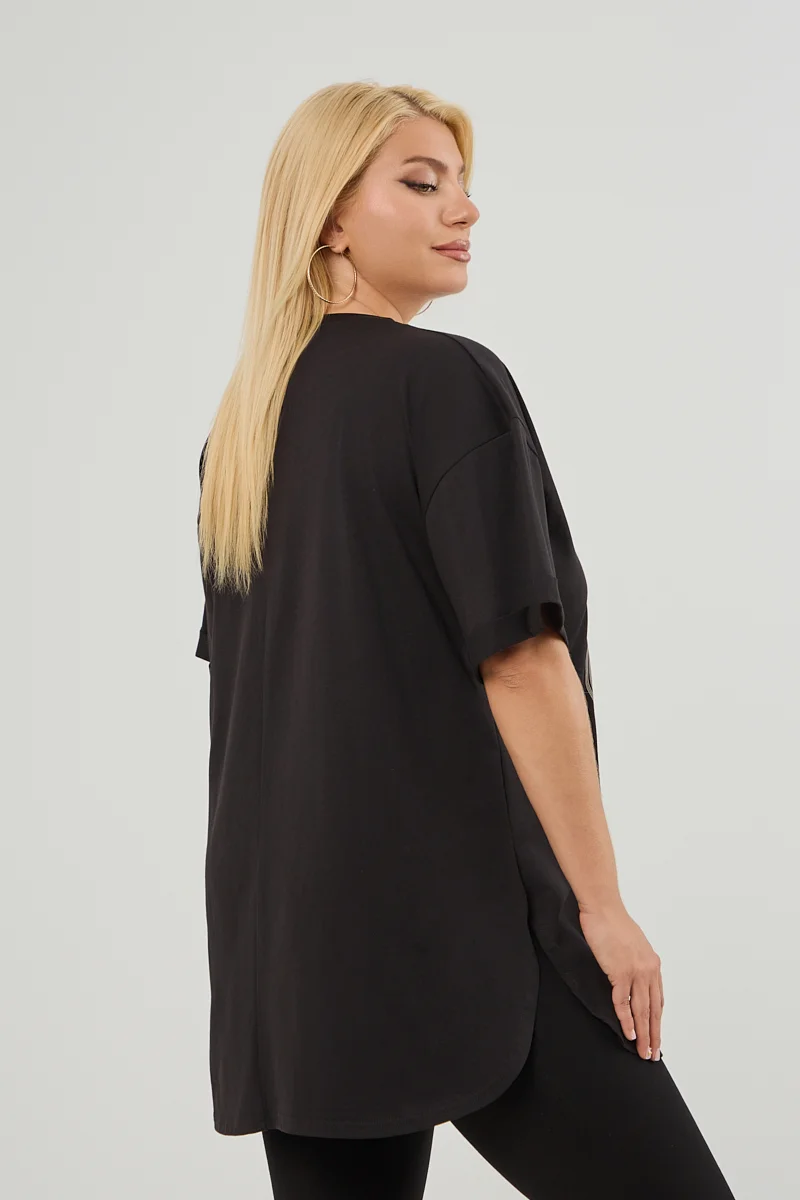 Μοντέρνο Plus Size T-Shirt Μαύρο