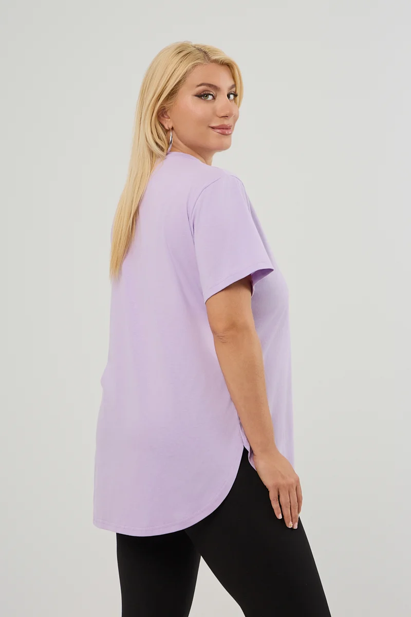 T-Shirt Με Στάμπα Και Στρας Λιλά