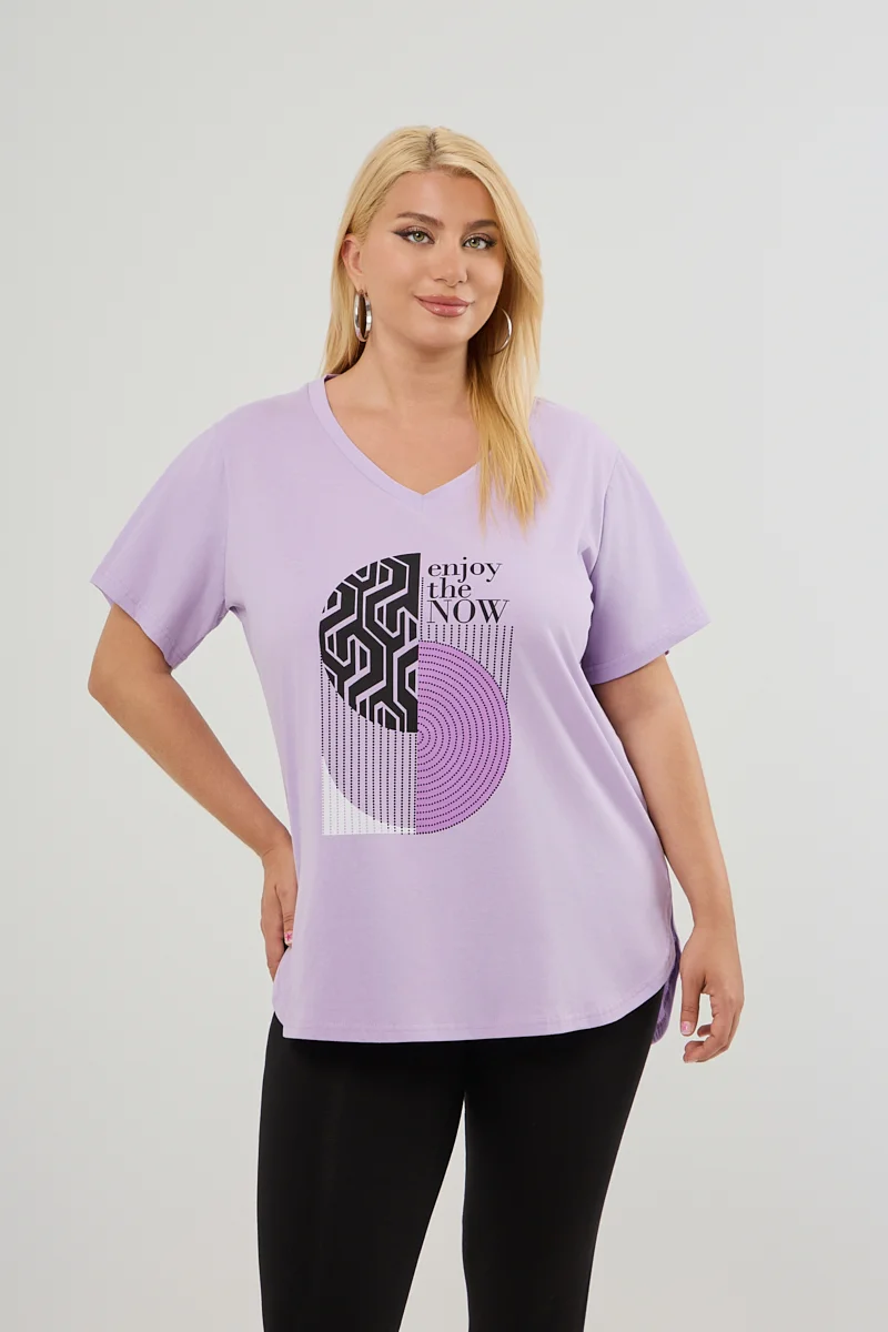 Λιλά Plus Size T-Shirt 