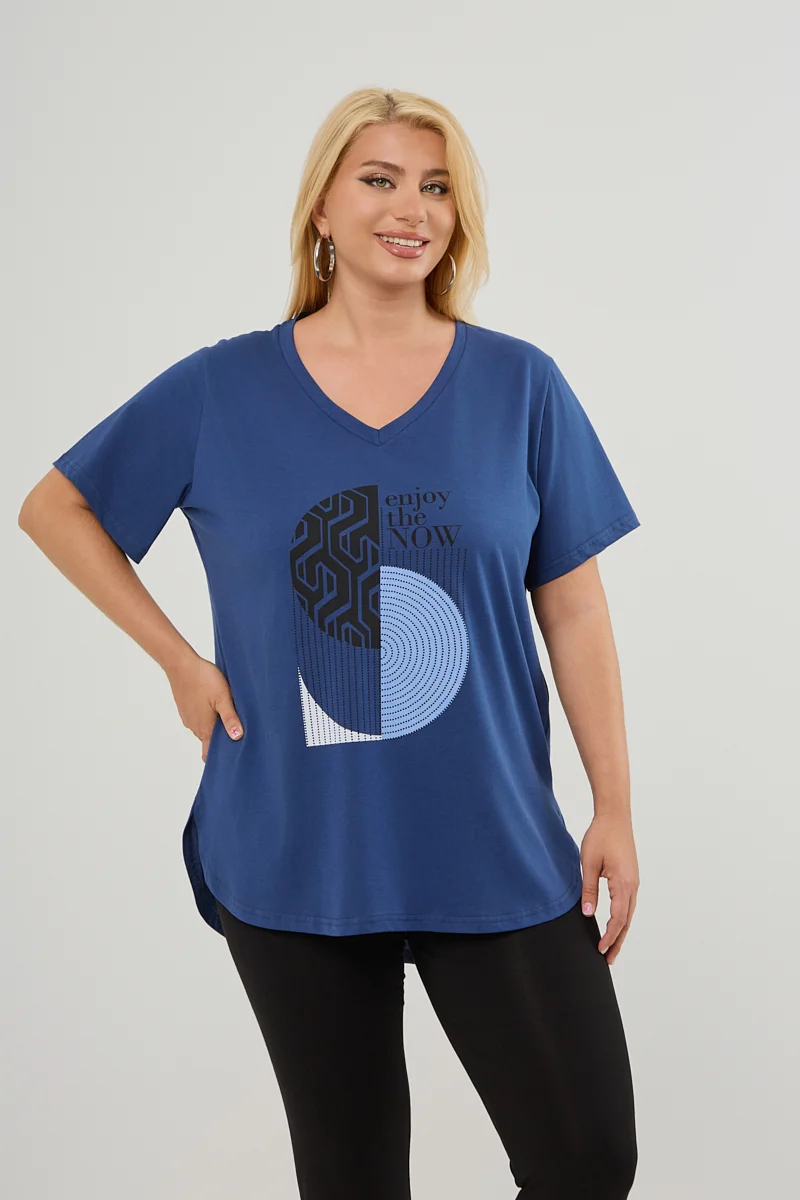 Μπλε Ραφ Plus Size T-Shirt 