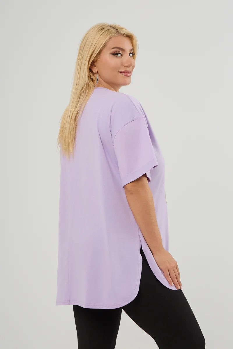 Λιλά Plus Size T-Shirt Butterfly 