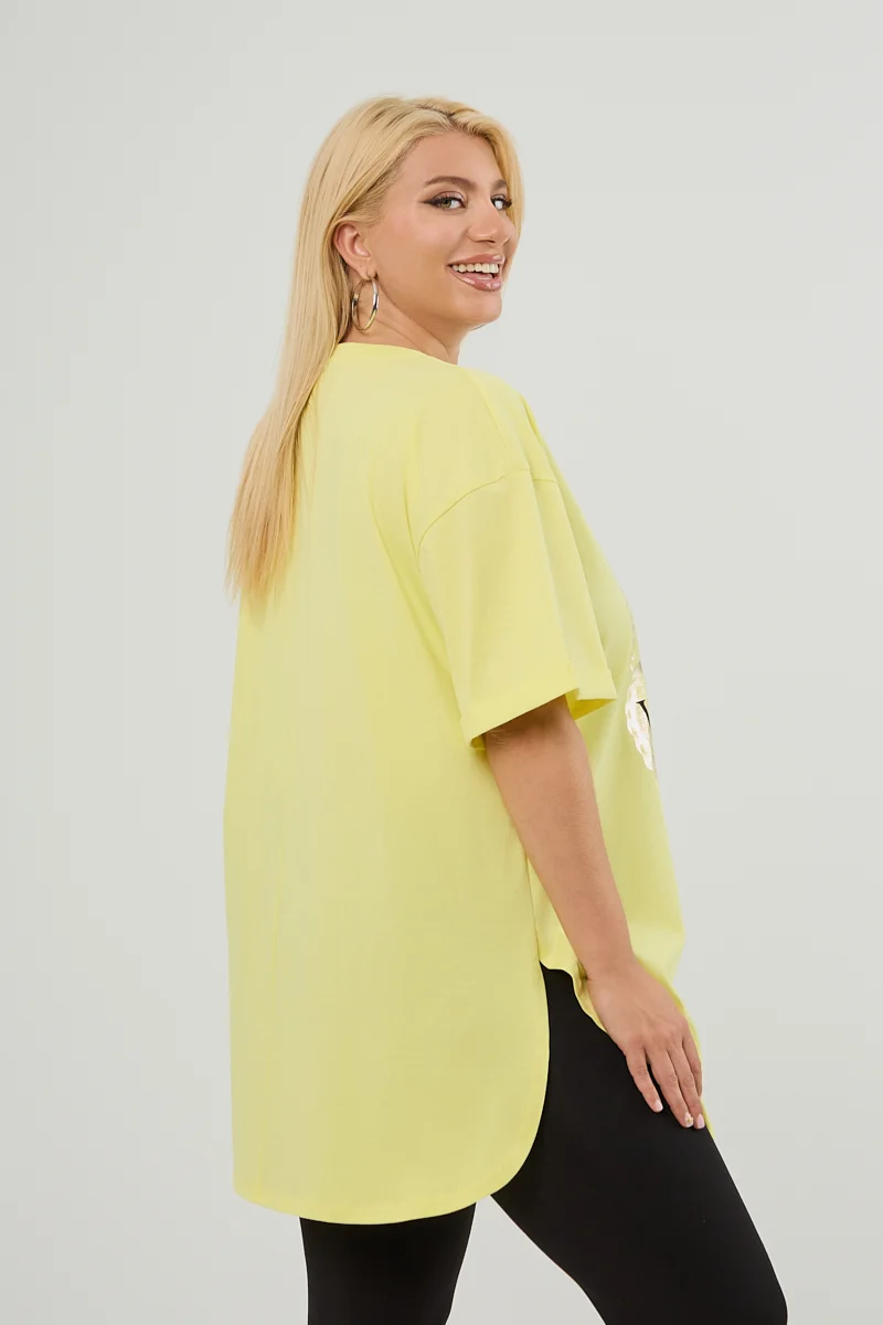 Κίτρινο Plus Size T-Shirt Butterfly 