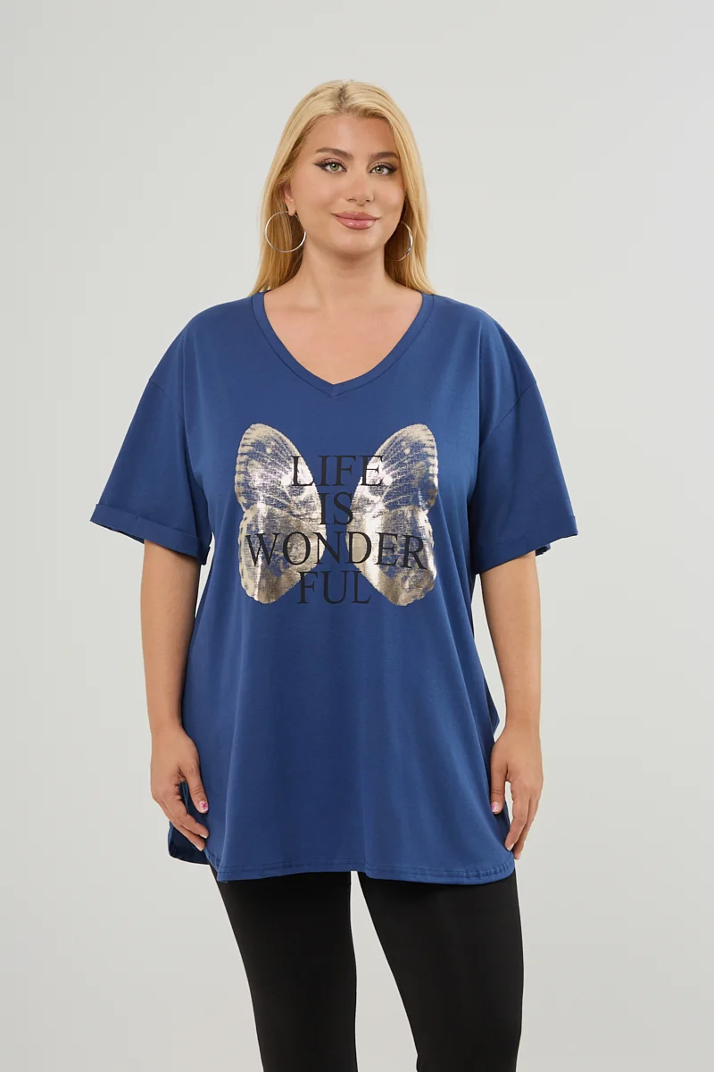Intigo Plus Size T-Shirt Butterfly 