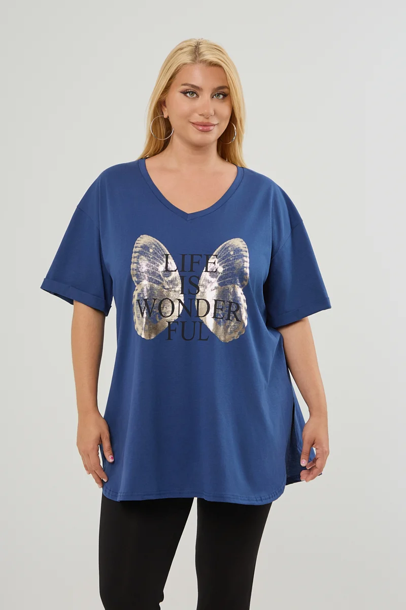 Intigo Plus Size T-Shirt Butterfly 