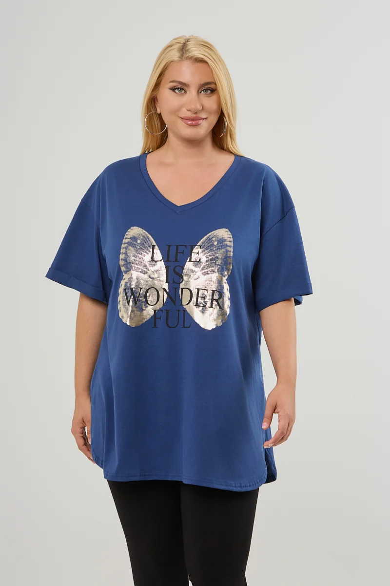 Intigo Plus Size T-Shirt Butterfly 
