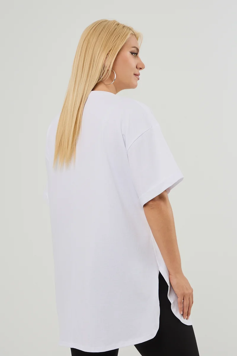 Λευκό Plus Size T-Shirt Butterfly 