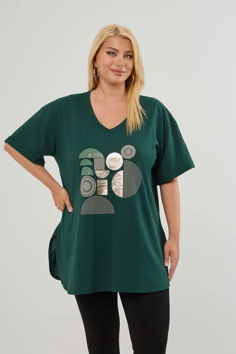 Μοντέρνο Plus Size T-Shirt Κυπαρισσί 