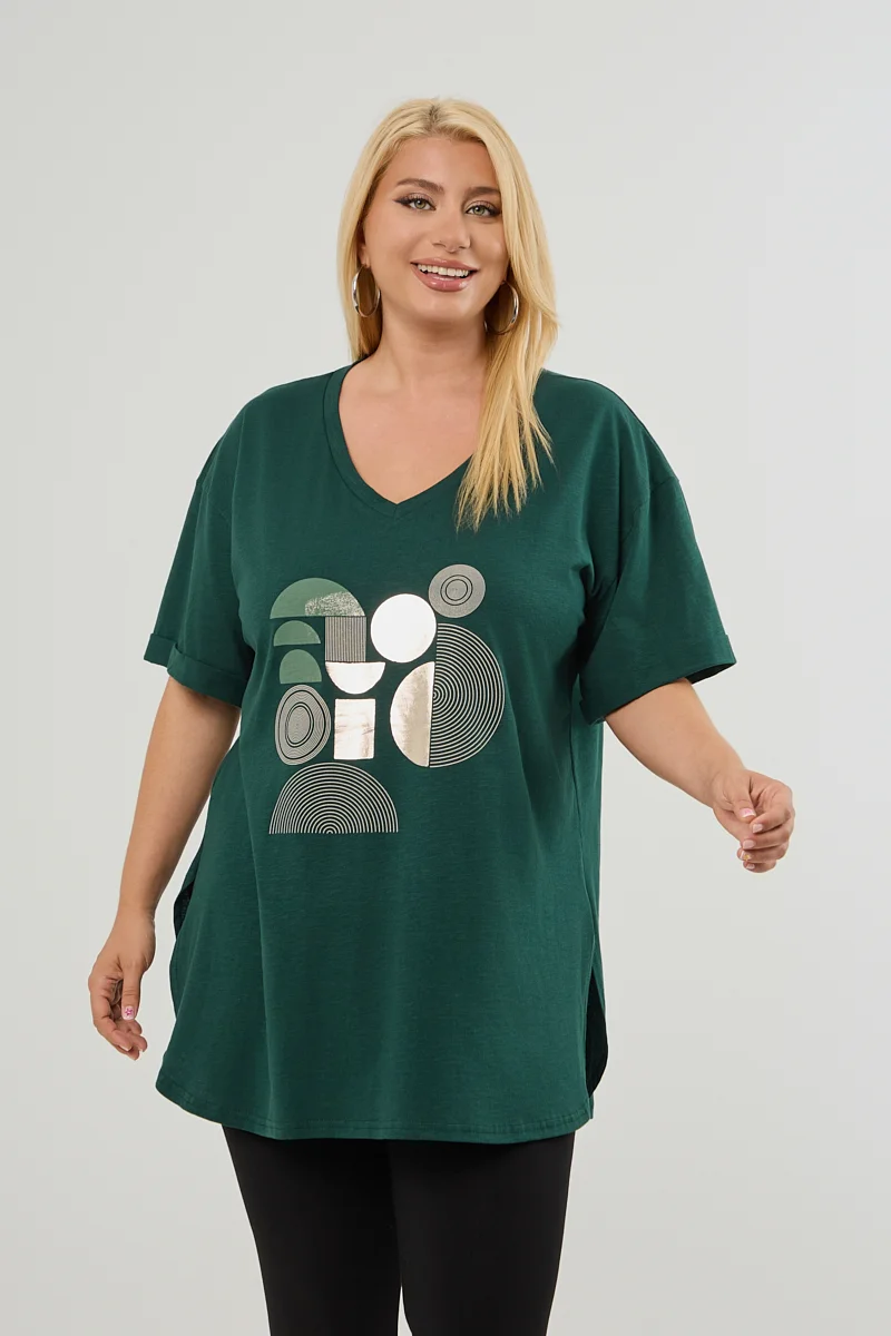 Μοντέρνο Plus Size T-Shirt Κυπαρισσί 