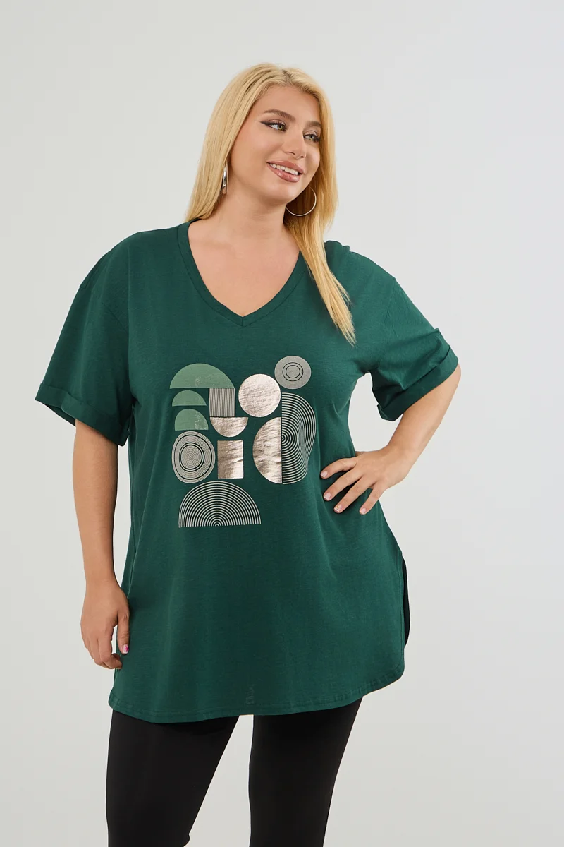 Μοντέρνο Plus Size T-Shirt Κυπαρισσί 