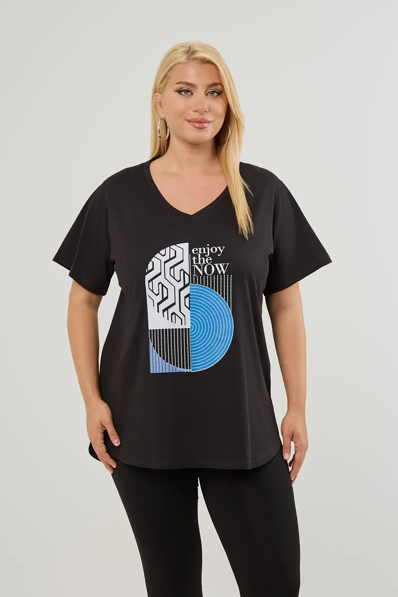 Plus Size T-Shirt Μαύρο
