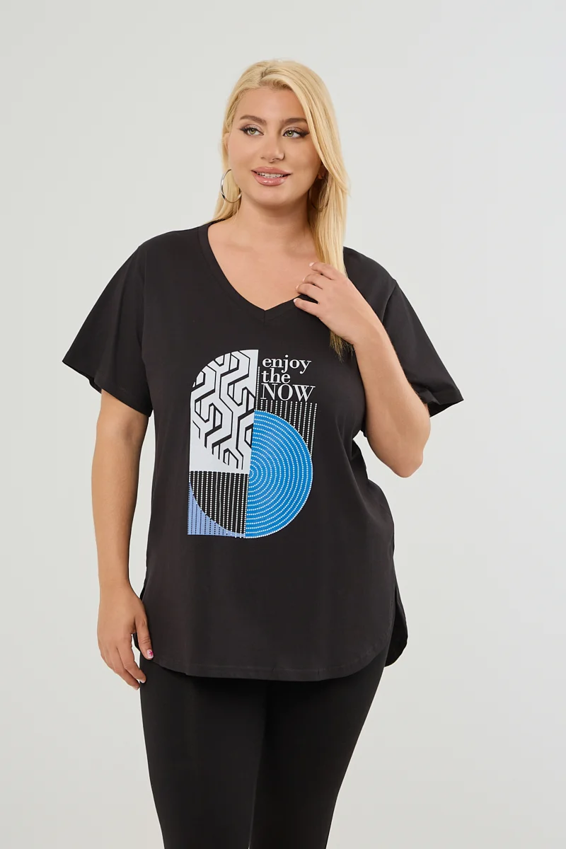 Plus Size T-Shirt Μαύρο
