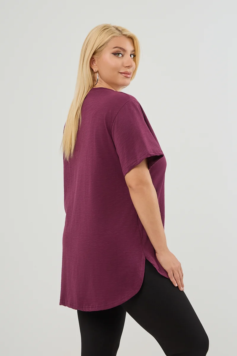 T-Shirt Με Στάμπα Και Στρας Μπορντό 