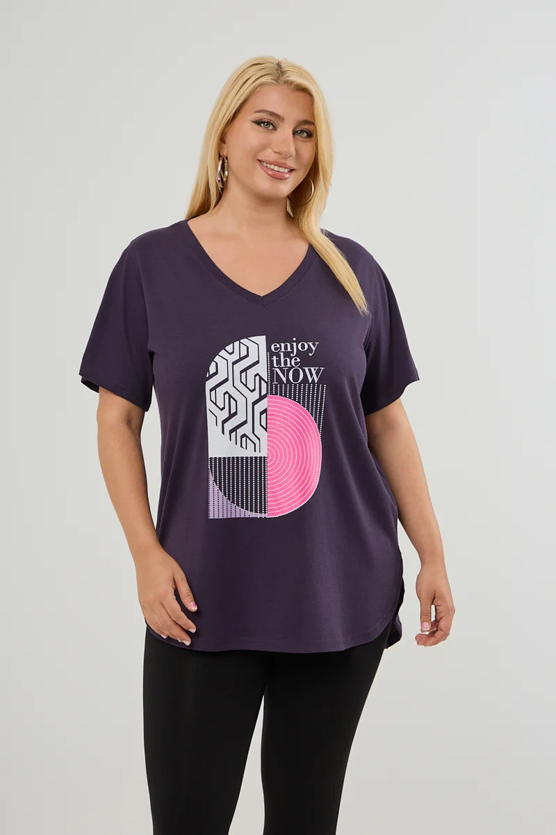 Σκούρο Μωβ Plus Size T-Shirt 
