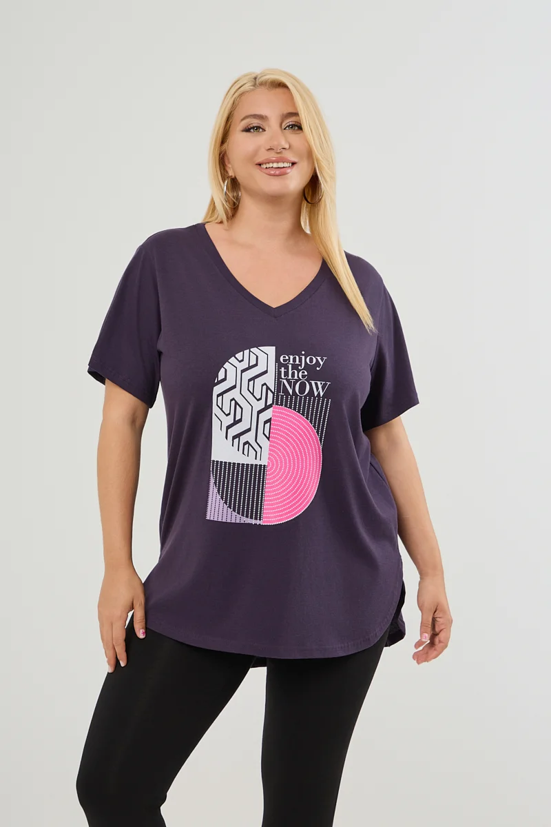 Σκούρο Μωβ Plus Size T-Shirt 