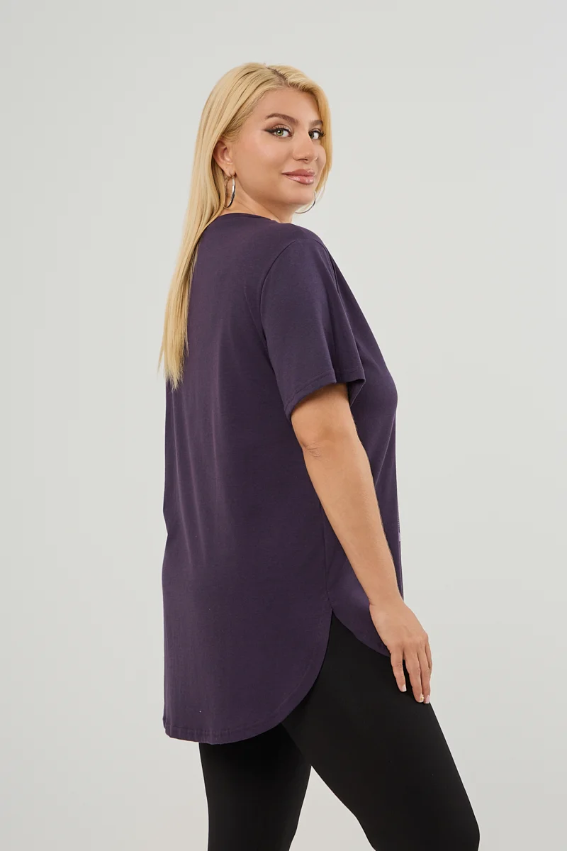 Σκούρο Μωβ Plus Size T-Shirt 