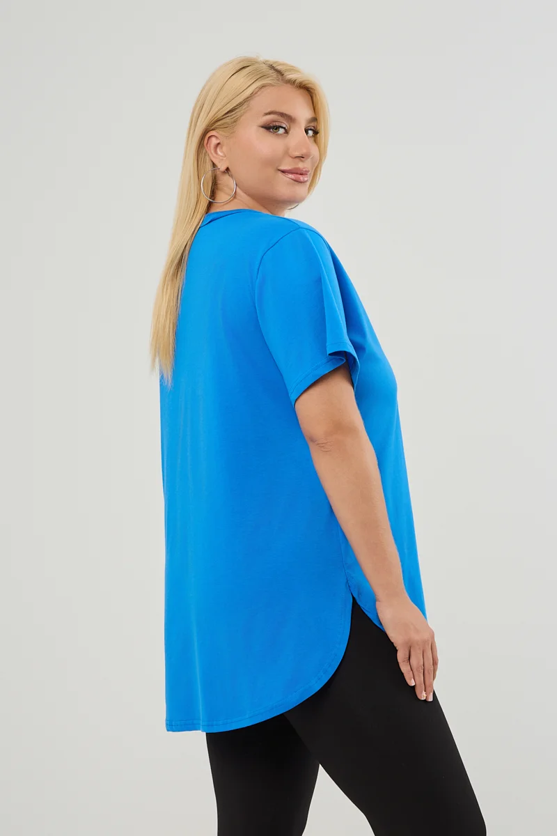 T-Shirt Με Στάμπα Και Στρας Μπλε 
