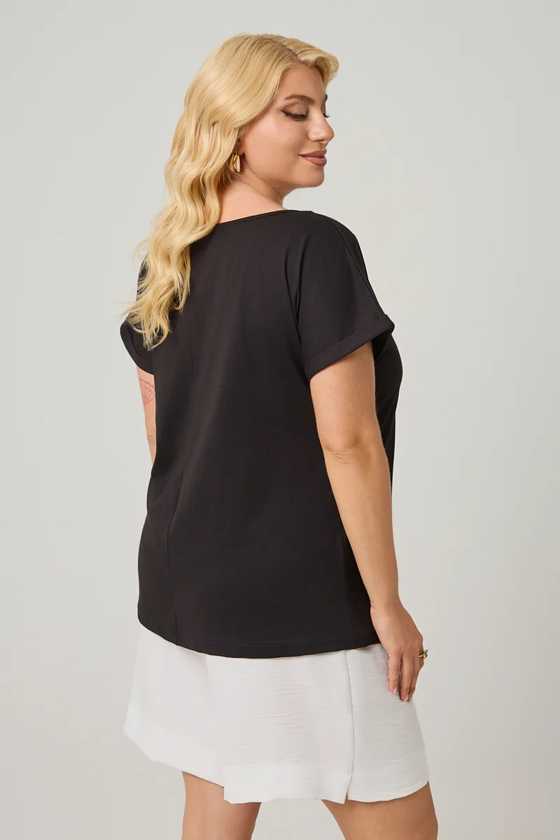  T-shirt Μαύρο Με Λευκό Τύπωμα 