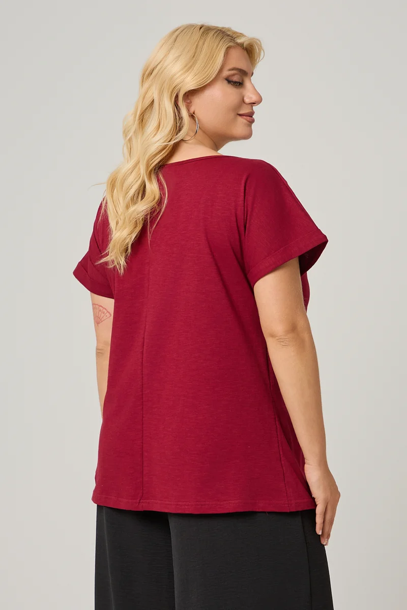  T-shirt Μπορντό Με Τύπωμα 