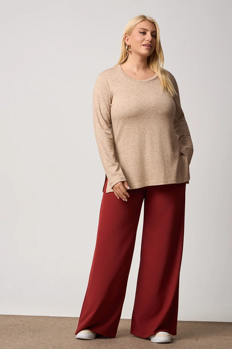 Casual Πλεκτή Μπλούζα Μπεζ