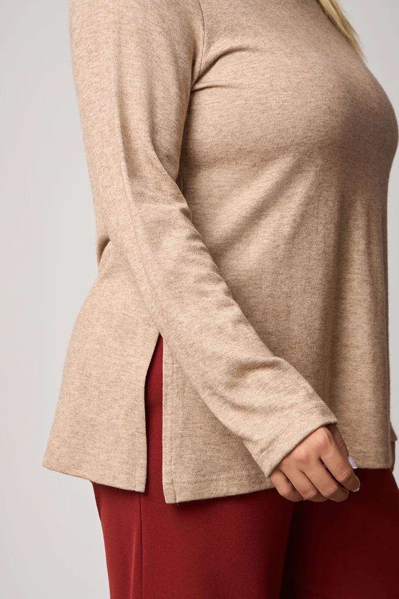 Casual Πλεκτή Μπλούζα Μπεζ