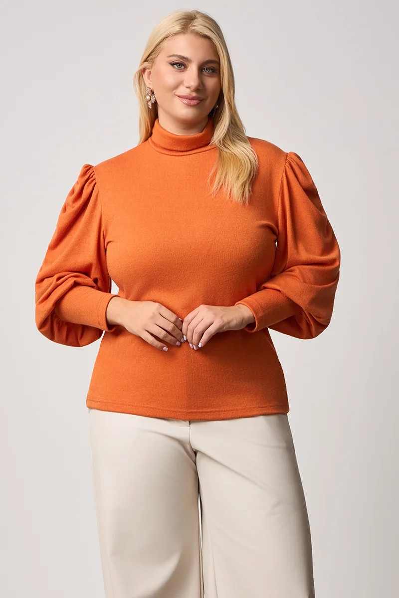 Μπλούζα Με Φουσκωτά Μανίκια Πορτοκαλί