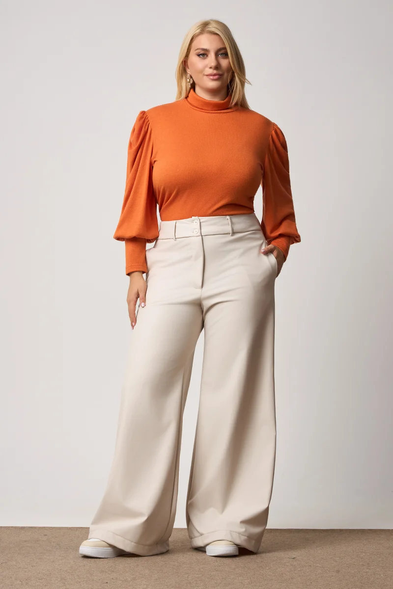 Μπλούζα Με Φουσκωτά Μανίκια Πορτοκαλί