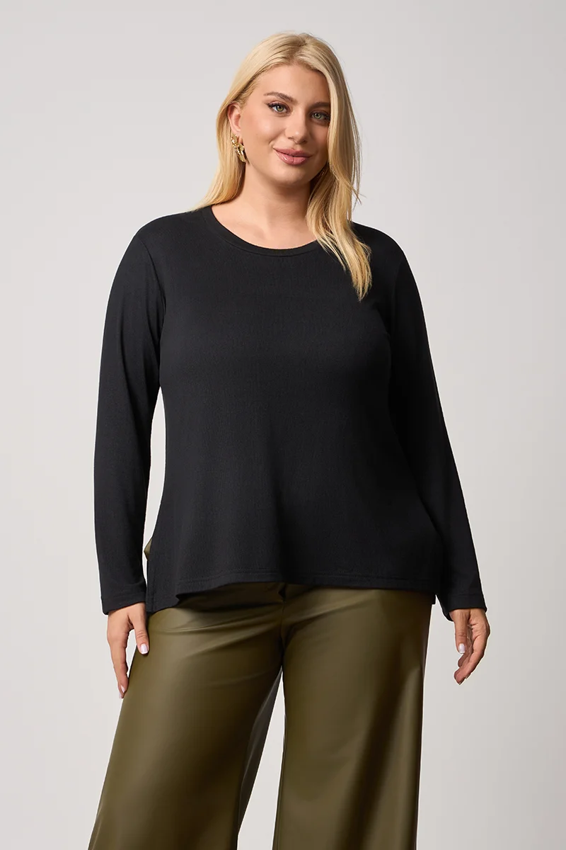 Casual Πλεκτή Μπλούζα Μαύρη
