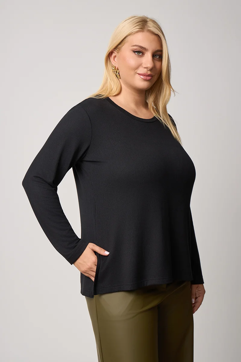 Casual Πλεκτή Μπλούζα Μαύρη