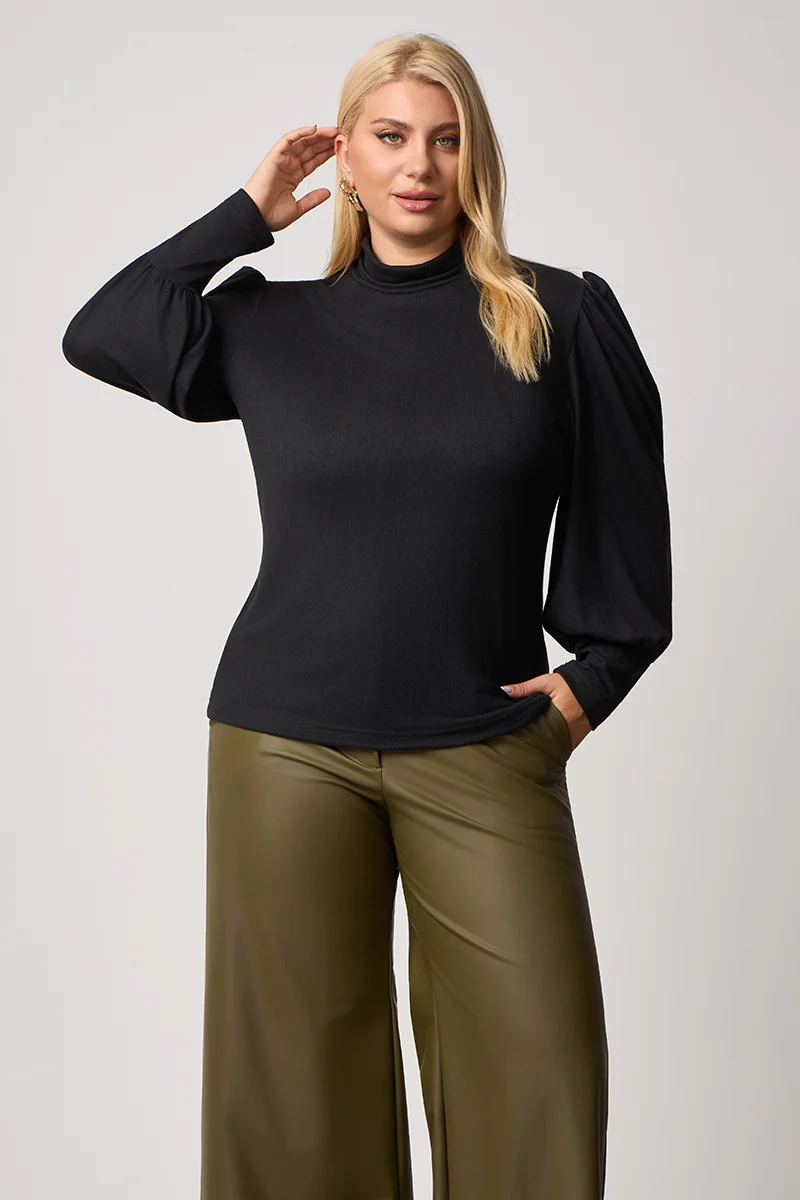 Μαύρη Μπλούζα Με Φουσκωτά Μανίκια 