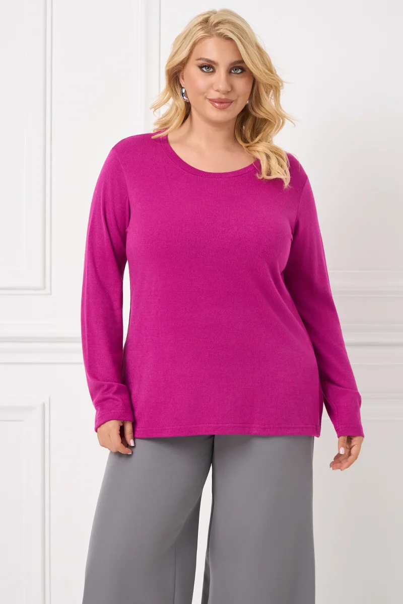 Casual Πλεκτή Μπλούζα Φούξια