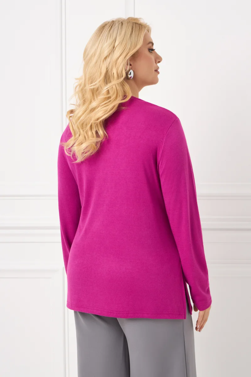 Casual Πλεκτή Μπλούζα Φούξια